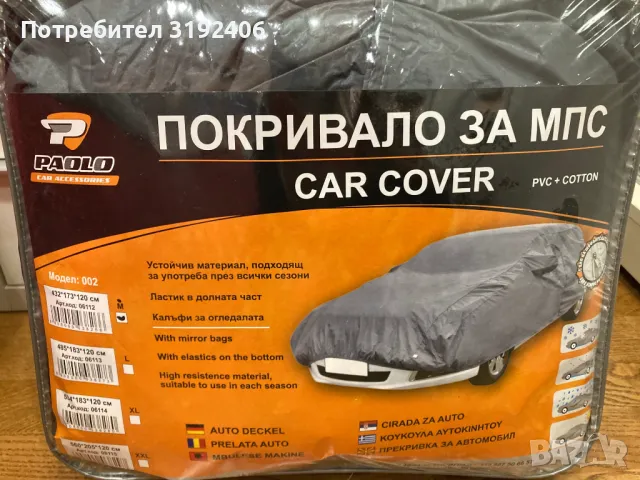 Покривало за МПС, размер М – ново, неупотребявано