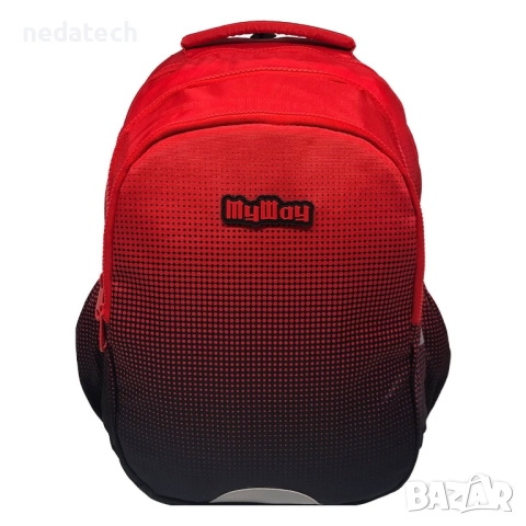 Ученическа раница My Way, Червен, 31x19x42см.