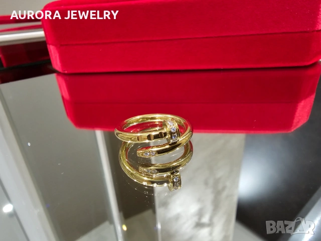 CARTIER Nail Juste un Clou Classic Gold Diamonds Пръстен Пирон, снимка 3 - Пръстени - 53148943