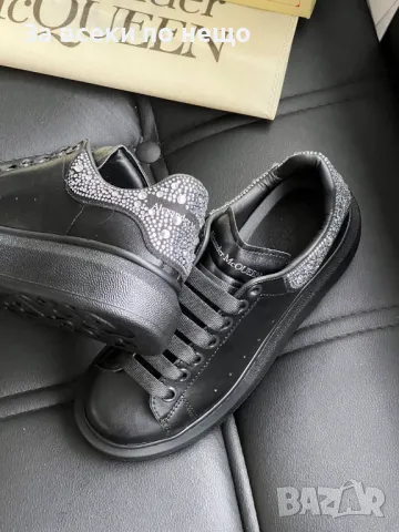 Alexander McQueen Дамски Черни Маратонки С Кристали👟Дамски Спортни Обувки С Камъни Код E188, снимка 3 - Маратонки - 50409448