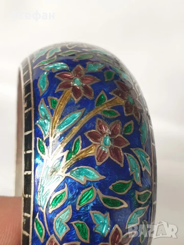 Сребърна гривна с емайл, снимка 5 - Гривни - 51036042