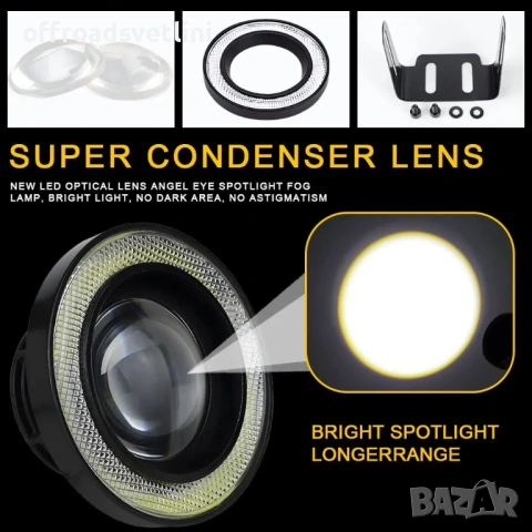 LED Халогени Лупи за Вграждане 76 мм с Ангелски Очи – Модел PG469, снимка 7 - Аксесоари и консумативи - 53057893