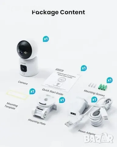 Нова ZOSI Камера за вътрешно наблюдение 360°, бебе/домашен любимец мониторинг, снимка 4 - IP камери - 49956823