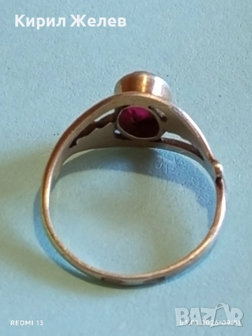 Винтидж сребърен пръстен СССР с червен Рубин майсторска ръчна изработка 31141, снимка 7 - Пръстени - 52960884