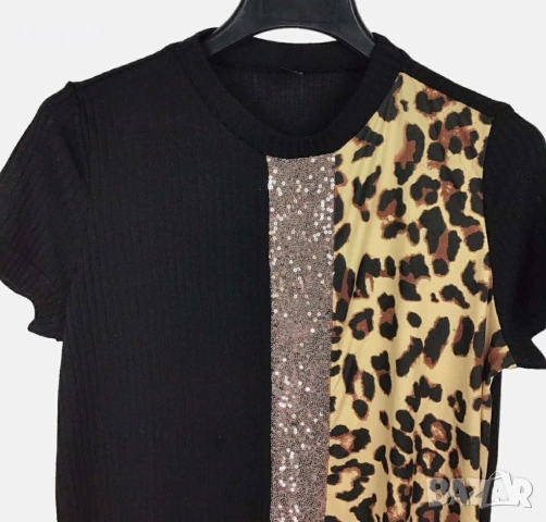 Голяма дамска рокля/туника от финно плетиво с животински принт (размер 2ХЛ), снимка 2 - Рокли - 52320687