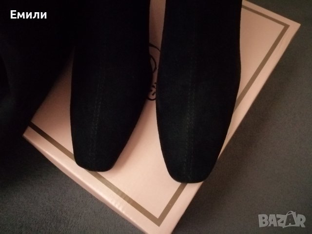 № 40 и 41 дамски високи ботуши чизми от имитация на велур и с висок ток в черен цвят, снимка 5 - Дамски ботуши - 43528795