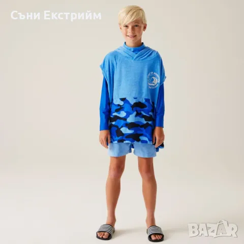 Детско пончо за преобличане Regatta Kids Towel Robe Blue Camo, снимка 3 - Хавлии и халати - 49552588