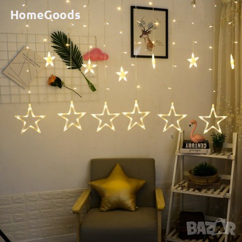 LED Завеса с коледни звезди, снимка 5 - Декорация за дома - 43074380