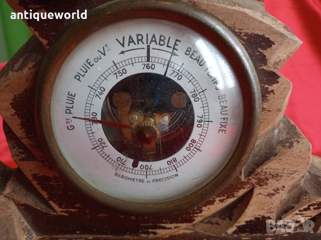 Рядък Стар Голям Настолен БАРОМЕТЪР, снимка 2 - Антикварни и старинни предмети - 33229418