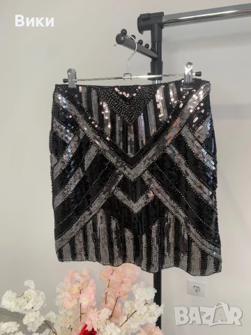 Пола с паети и маниста в размер М, снимка 6 - Поли - 50739032