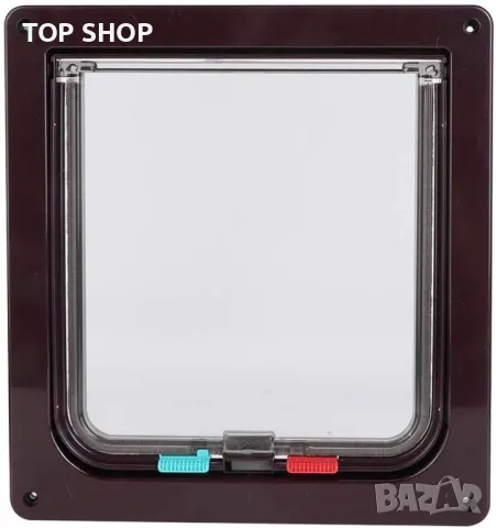 Врата за домашни любимци,прозрачна врата с клапа за котки (19 x 20) (кафява), снимка 2 - Оборудване за аквариуми - 49249289