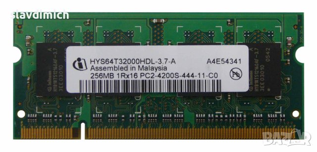 Рам памет RAM за лаптоп  модел HYS64T32000HDL-37-A  256 MB DDR2 667 Mhz честота, снимка 1 - Лаптопи за работа - 43048392