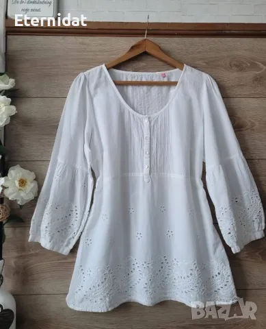 Бяла блуза памучна материя 