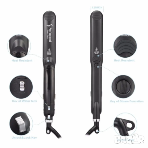 Професионална кератинова парна преса за коса, керамична преса за изправяне на коса, снимка 3 - Преси за коса - 52034660