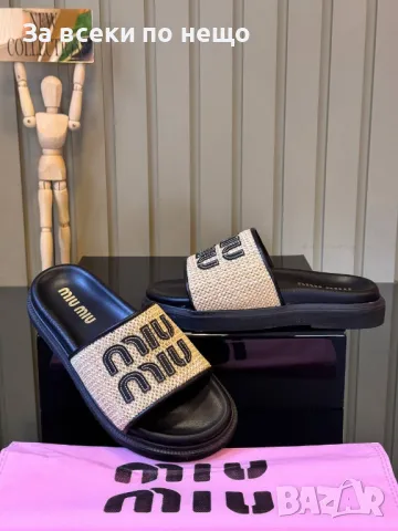 Miu Miu Дамски Чехли Миу Миу - 2 Налични Цвята Код E273, снимка 6 - Чехли - 50415298