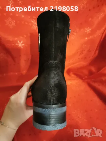 НОВИ черни боти от естествен набук номер 36, снимка 5 - Дамски боти - 47884599