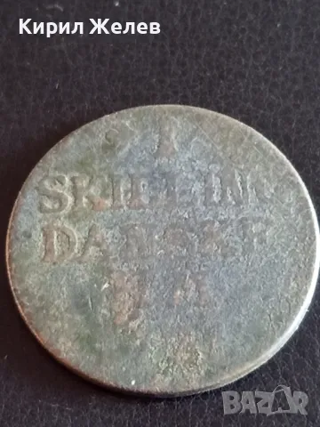 Стара монета 1 скилинг Дания уникат за КОЛЕКЦИОНЕРИ 41161, снимка 2 - Нумизматика и бонистика - 48859393