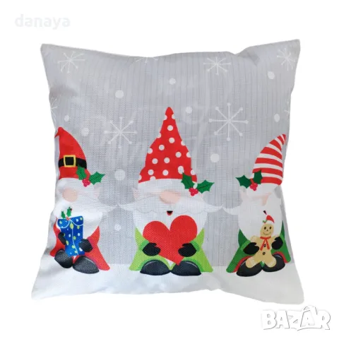 547 Коледна декоративна калъфка за възглавница Дядо Коледа 43x43cm, снимка 4 - Спално бельо - 23106501