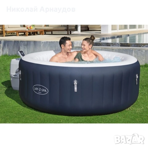 Надуваемо джакузи Bestway, LAY-Z-SPA® Miami AirJet, За 4 души, Енергоспестяващо, Кръгло, 180 x 66 см, снимка 7 - Басейни и аксесоари - 53418060