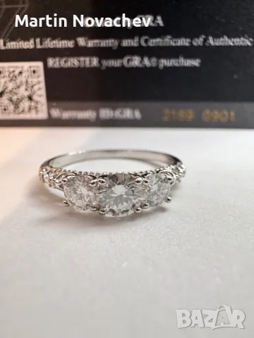 Сребърен пръстен с мойсанит (Диамант) 0.5 карата, снимка 1