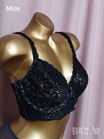 Prima Donna 75 F Черен дантелен сутиен с бежава подплата , снимка 3 - Бельо - 52668358