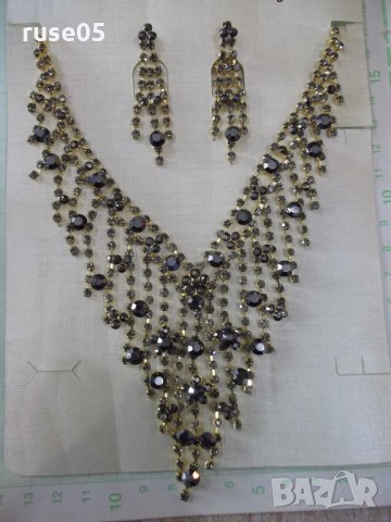 Колие и обеци с камъни имитационна бижутерия