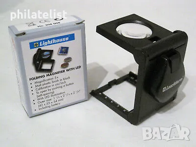 LEUCHTTURM – FZ5 – сгъваема лупа с 5x увеличение, с LED, снимка 2 - Нумизматика и бонистика - 48252475