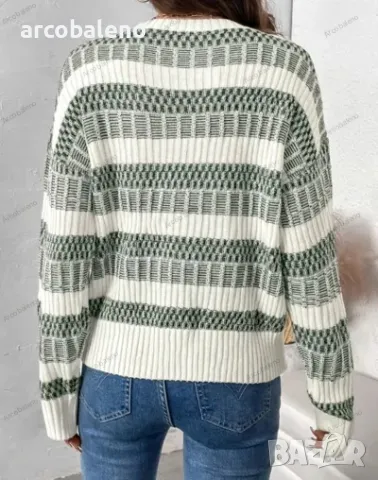 Дамски небрежен пуловер на райета, снимка 7 - Блузи с дълъг ръкав и пуловери - 47273268