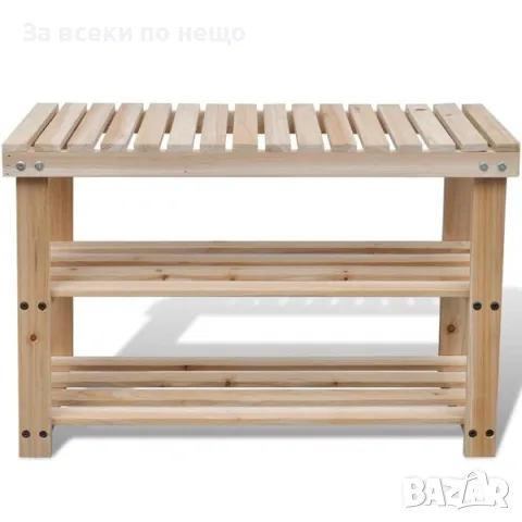 2-в-1 етажерка за обувки с пейка, ела масив