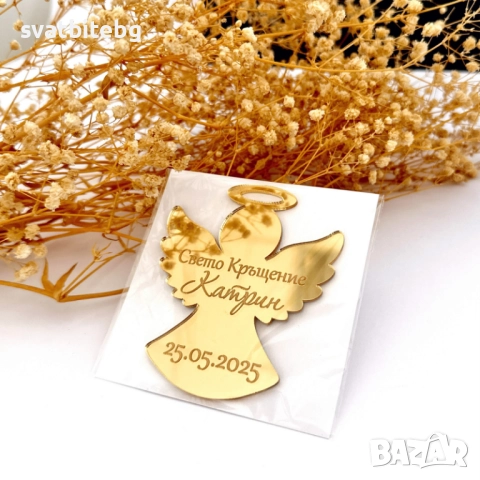 Персонализиран златен книгоразделител за кръщене с име и дата, снимка 4 - Подаръци за кръщене - 52475675