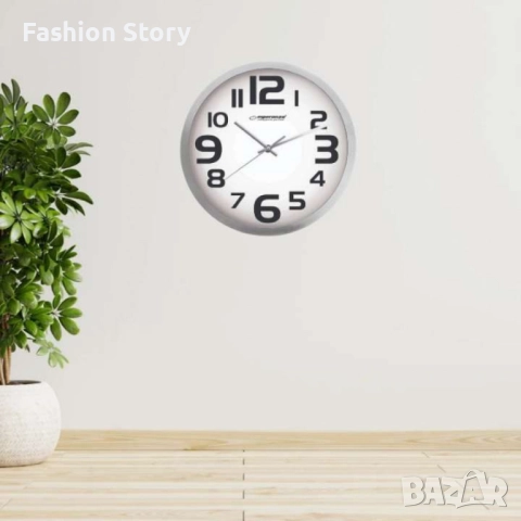 Стенен часовник Zurich, 25см., големи цифри, кварц, черен, бял, снимка 4 - Стенни часовници - 51912709