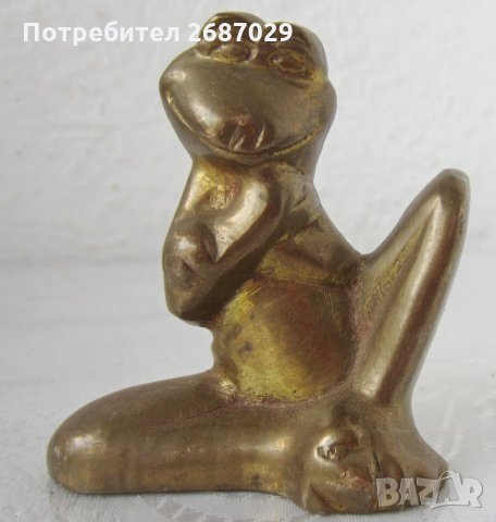 Фигура фигурки метал, изящна жена, жаба, бик