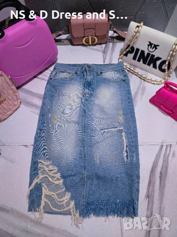 Дамска дънкова  атрактивна пола, снимка 8 - Поли - 38639605