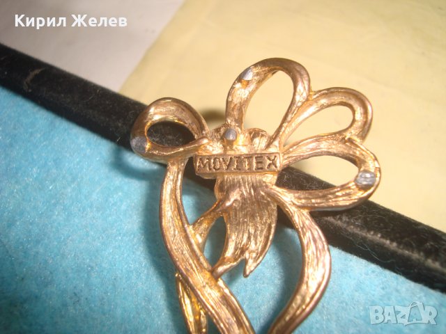 MOVITEX МАРКОВА СТАРА ПОЗЛАТЕНА СКЪПОЦЕННА ФЛОРАЛНА ВИСУЛКА УКРАШЕНИЕ БИЖУ АПЛИКАЦИЯ 11900, снимка 9 - Антикварни и старинни предмети - 35643692