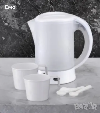 Електрическа кана туристическа - Rosberg R51230U с 2 чаши и 2 лъжички 600W, 0.6л. Бяла, снимка 5 - Кани - 48428559