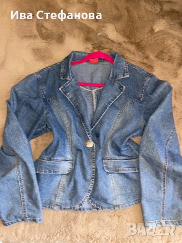 Дънково синьо сако XL размер еластичен деним , снимка 4 - Сака - 38171100