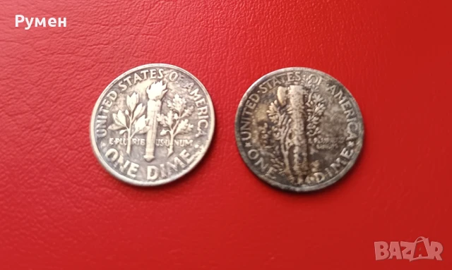 One Dime 1944-1962г-USA.Сребро!, снимка 2 - Нумизматика и бонистика - 42077869
