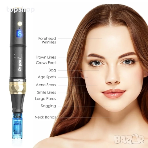 Нов Dr.pen A8S Микронидлинг писалка с 2 броя батерии, безжичен/кабелен режим, 7 патрона 12/18/24/..., снимка 4 - Друга електроника - 51765224