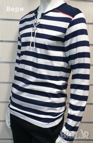 Нова мъжка моряшка блуза с дълъг ръкав с връзки, снимка 15 - Блузи - 27778277