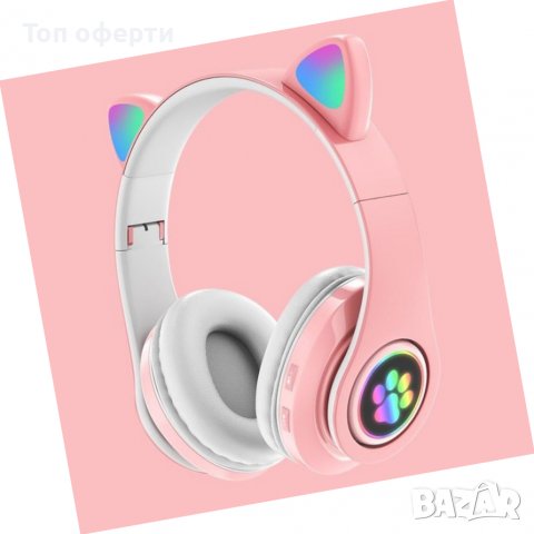 Слушалки с котешки уши с LED светлини, снимка 2 - Bluetooth слушалки - 38222278