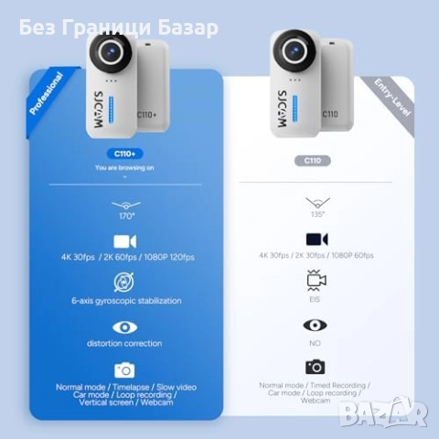 Нова Водоустойчива 4K камера с 6-осна стабилизация 64GB памет зуум, снимка 2 - Камери - 51500411