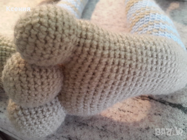 Плетена играчка Заек-Крези КЕКС, Ръчно изработена, Перфектен подарък, снимка 4 - Плюшени играчки - 52062325