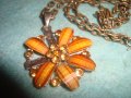 ФЛОРАЛЕН МЕДАЛЬОН - ЦВЕТЕ с ЦИТРИН и ЦВЕТНИ КРИСТАЛИ и ВИНТИДЖ БРОНЗОВА ВЕРИЖКА 25158, снимка 6