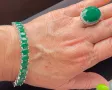 Гривна и пръстен с естествени изумруди, смарагди, снимка 1