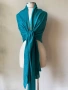 Тюркоазено син шал от коприна, кашмир, вълна, памук/ ралични видове, снимка 18