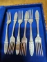 комплект 6 вилици + 6 лъжици от мелхиор, модел "Пламя", посребрени, нови/неползвани, от СССР, снимка 3