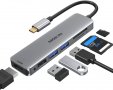 MOKiN USB C хъб 6 IN 1 към HDMI 4K@60Hz, 2х USB 3.0, USB 2.0, SD/ TF, снимка 1