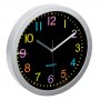 Стенен часовник на батерия сребрист цвят 30 см, снимка 1 - Стенни часовници - 38575049