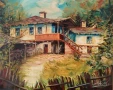 Картина, възрожденски къщи, български автор, снимка 2
