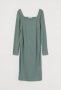 Сиво-зелена рокля за бременни с дълъг ръкав , снимка 1 - Дрехи за бременни - 38079983